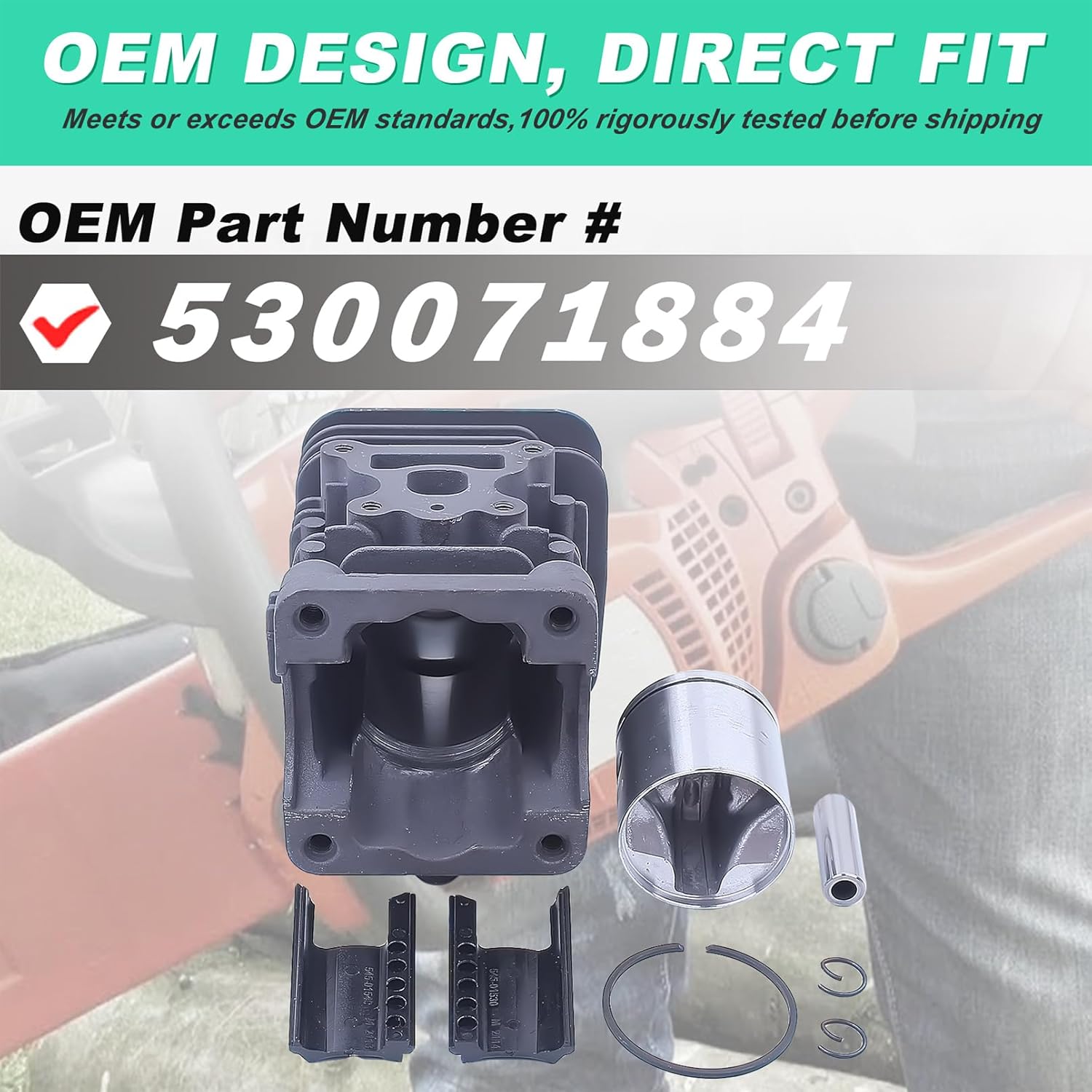 Adefol Chainsaw 41mm Cylinder Piston Kit for Poulan P3314 P3416 P3816 P3516PR with Spark Plug, Primer Bulb, Gasket Set, Carb Kit, Air Filter Fuel Line, Worm Gear, Crank Bearing, Oil Seal Parts