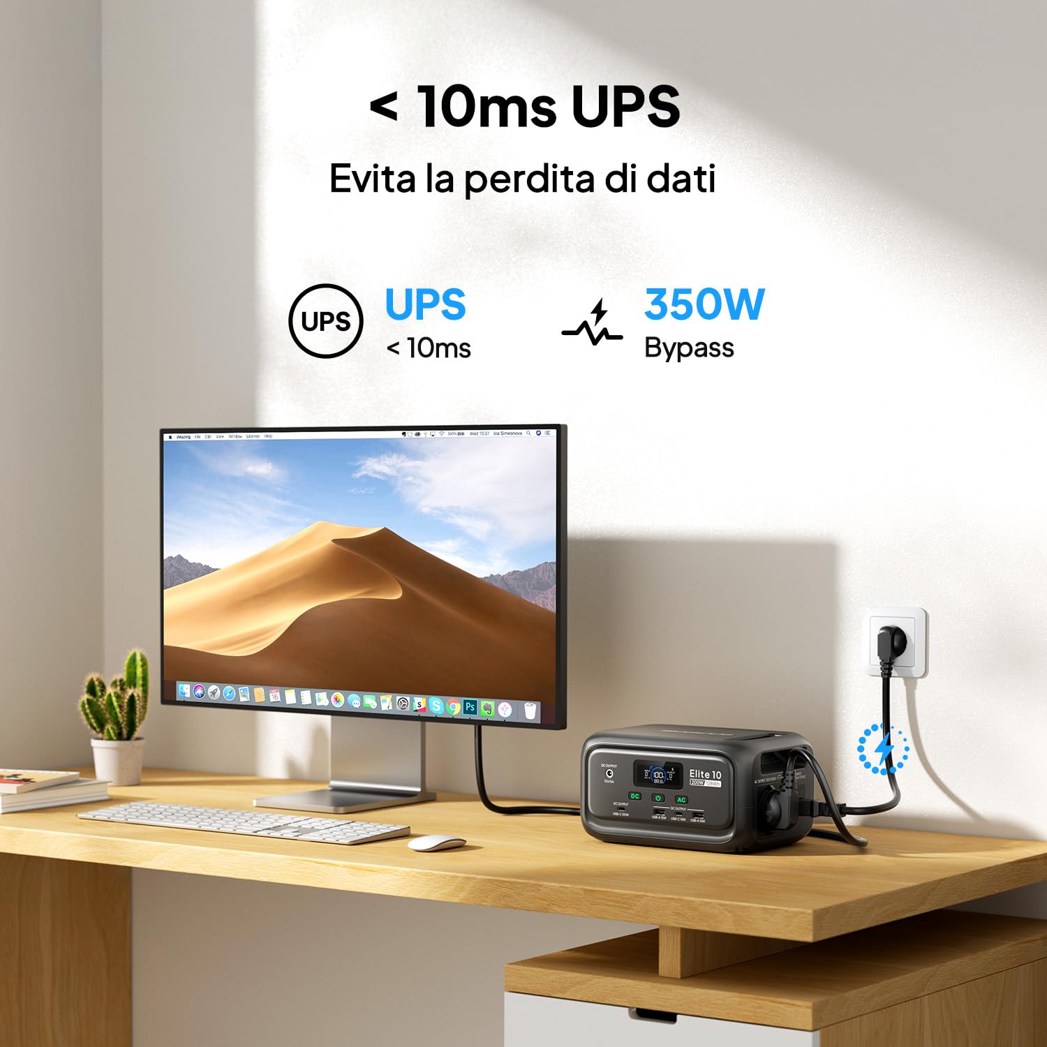 BLUETTI Elite 10 Mini Power Station Portatile, Batteria LiFePO₄ da 128Wh con Presa AC da 200W, Backup UPS da 10ms, Ricarica Rapida – Generatore Solare per Campeggio, Viaggio ed Emergenze