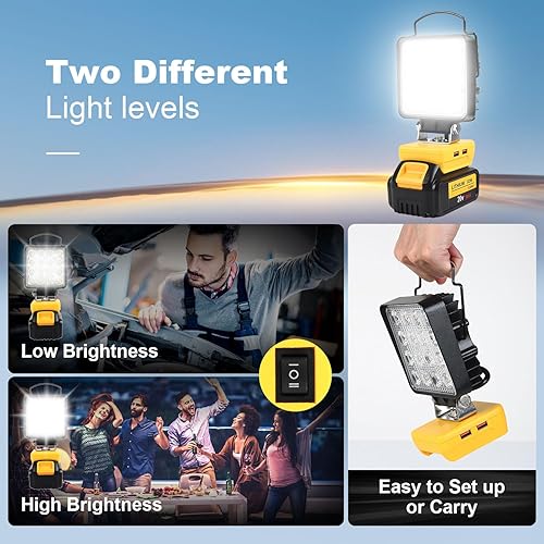 Miniatura 5 de Luz de trabajo LED a prueba de agua de 4 pulgadas para baterías OEM o de terceros serie DCB de 20 V, luces de inundación de 34 W 3400 lm para