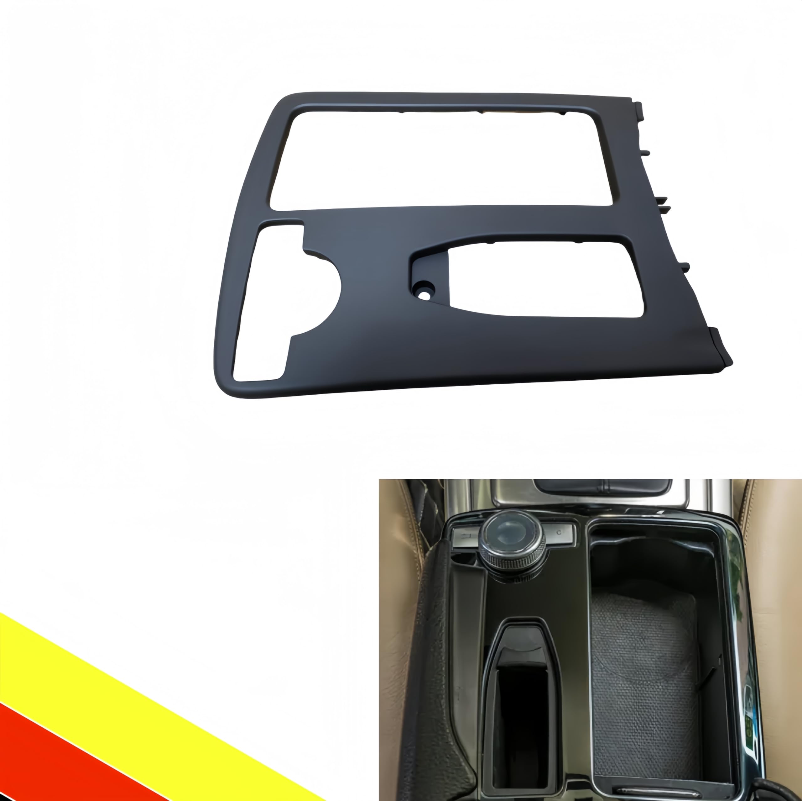 POETRYXIAO Rivestimento del telaio del portabevande della console centrale per Mercedes Classe C W204 A2046807607905, rivestimento decorativo per auto (nero)
