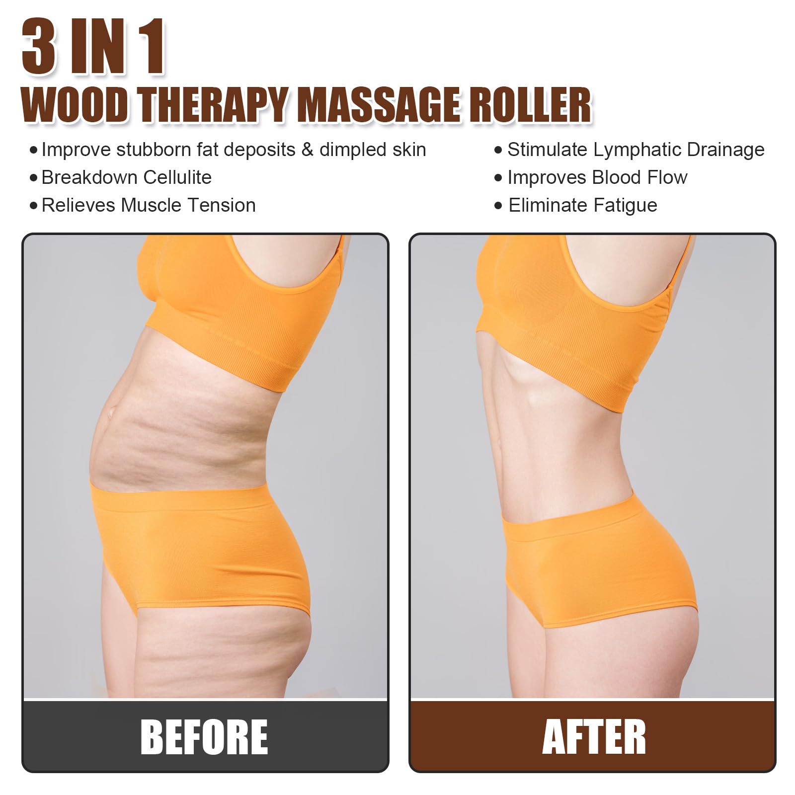 KintKita Strumenti per massaggi 3 in 1, kit per massaggi per drenaggio linfatico in legno, kit professionale per massaggio anticellulite, per scolpire il corpo, contouring, sollievo muscolare