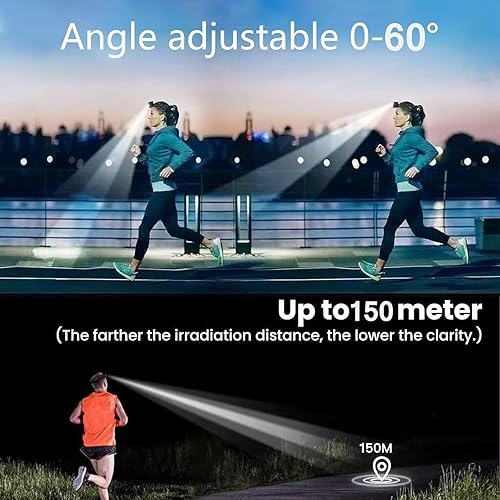 Miniatura 5 de Linterna frontal recargable, lámpara LED súper brillante, linterna impermeable para faros exteriores, faros delanteros ajustables para adultos