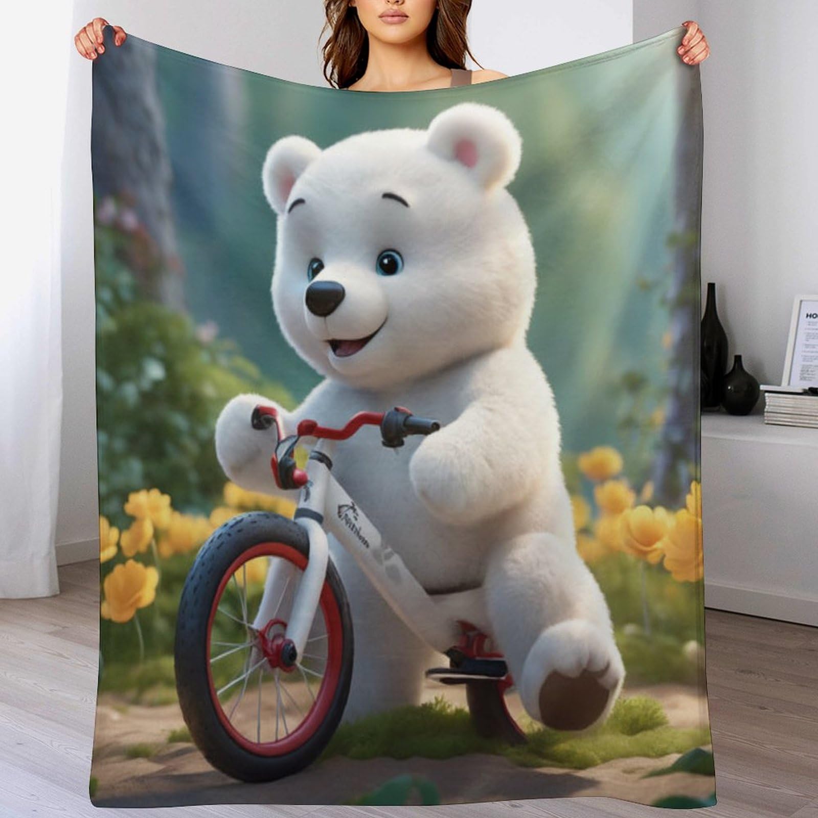 Couverture flannel molleton de flanelle lit ours mignon toutes saisons