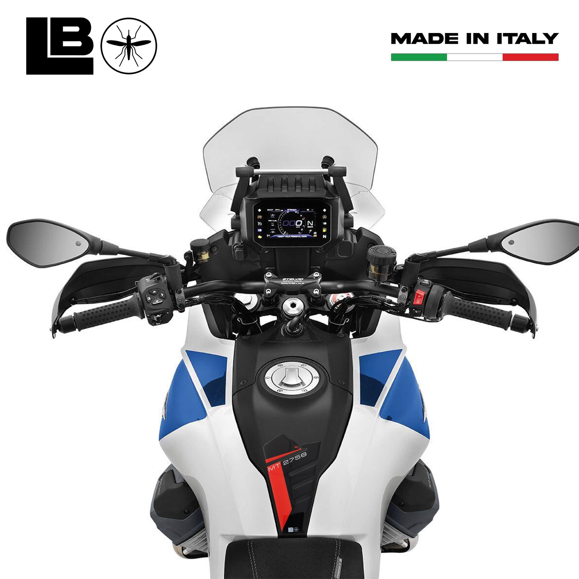labelbike - 3D Aufkleber Motorrad niedrige Tankpad Schutz und Dekoration aus Harz kompatibel mit Guzzi Stelvio Duecento Tributo - Farbe Schwarz Rot