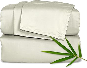 Pure Bamboo Queen Sheets, Genuine 100% Organic Viscose Derived from Bamboo Bed Sheet Set, Luxuriously Soft & Cooling, Double Stitching, 2 Year Quality Promise Queen, Birch