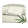 Pure Bamboo Queen Sheets, Genuine 100% Organic Viscose Derived from Bamboo Bed Sheet Set, Luxuriously Soft & Cooling, Double Stitching, 2 Year Quality Promise (Queen, Birch)