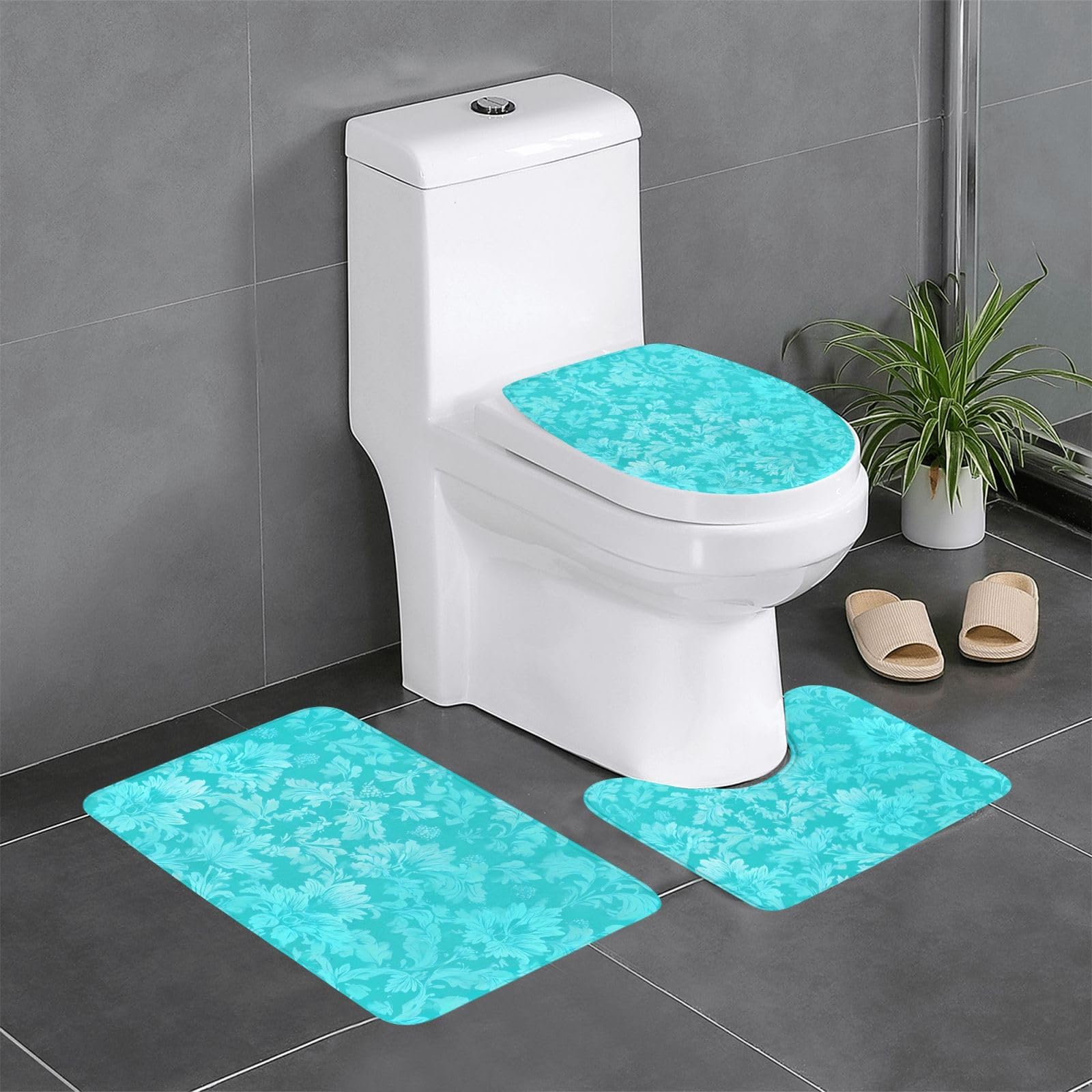 Tapis de sol antidérapants lot de 3 en flanelle HJFCZH bleu 61x41 cm