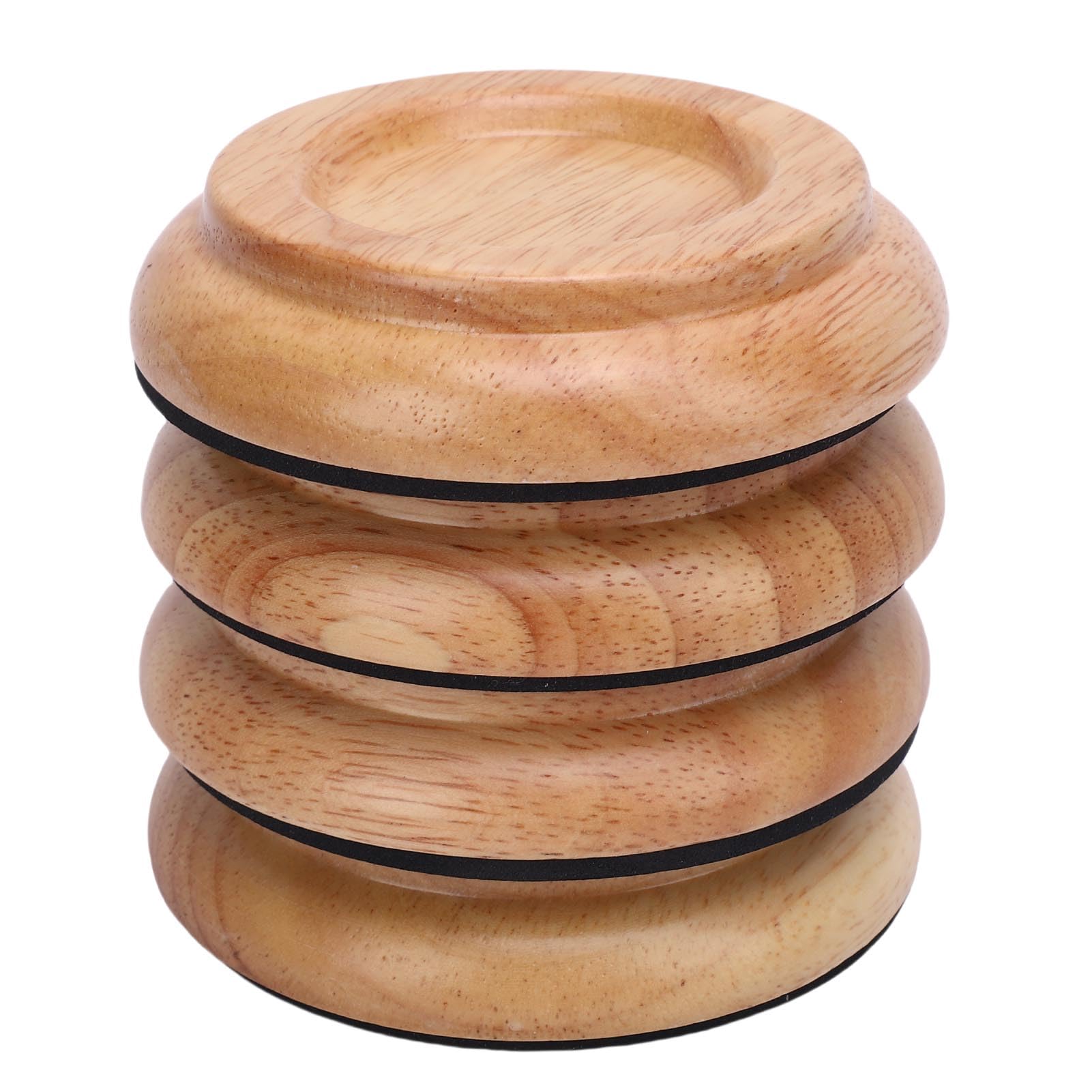 4 PCS Piano Caster Cups, Solid Wood Foam Base Furniture Castor Cups, Non Slip Anti Noise Upright Castor Cups for Upright Pianos, Wooden Floors Protection (Wood Color)