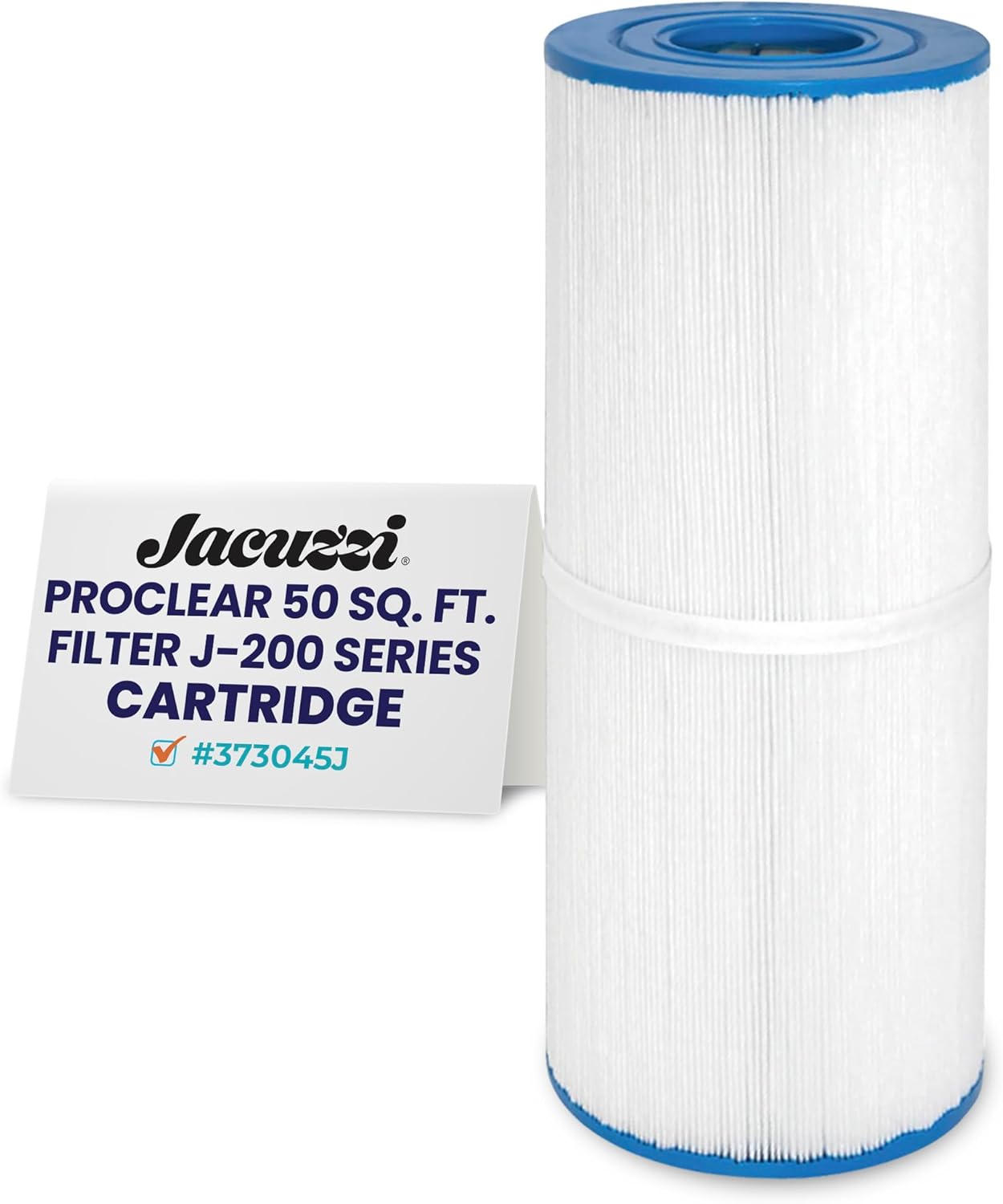 Jacuzzi ProClear 50 Sq Ft Pleated Polyester Media, Replacement Spa Filter 373045J, Fits 2005–2022 J-200 Series Hot Tubs, Universal Open-End Design, Clean Spa Water, Easy Drop-in Installation