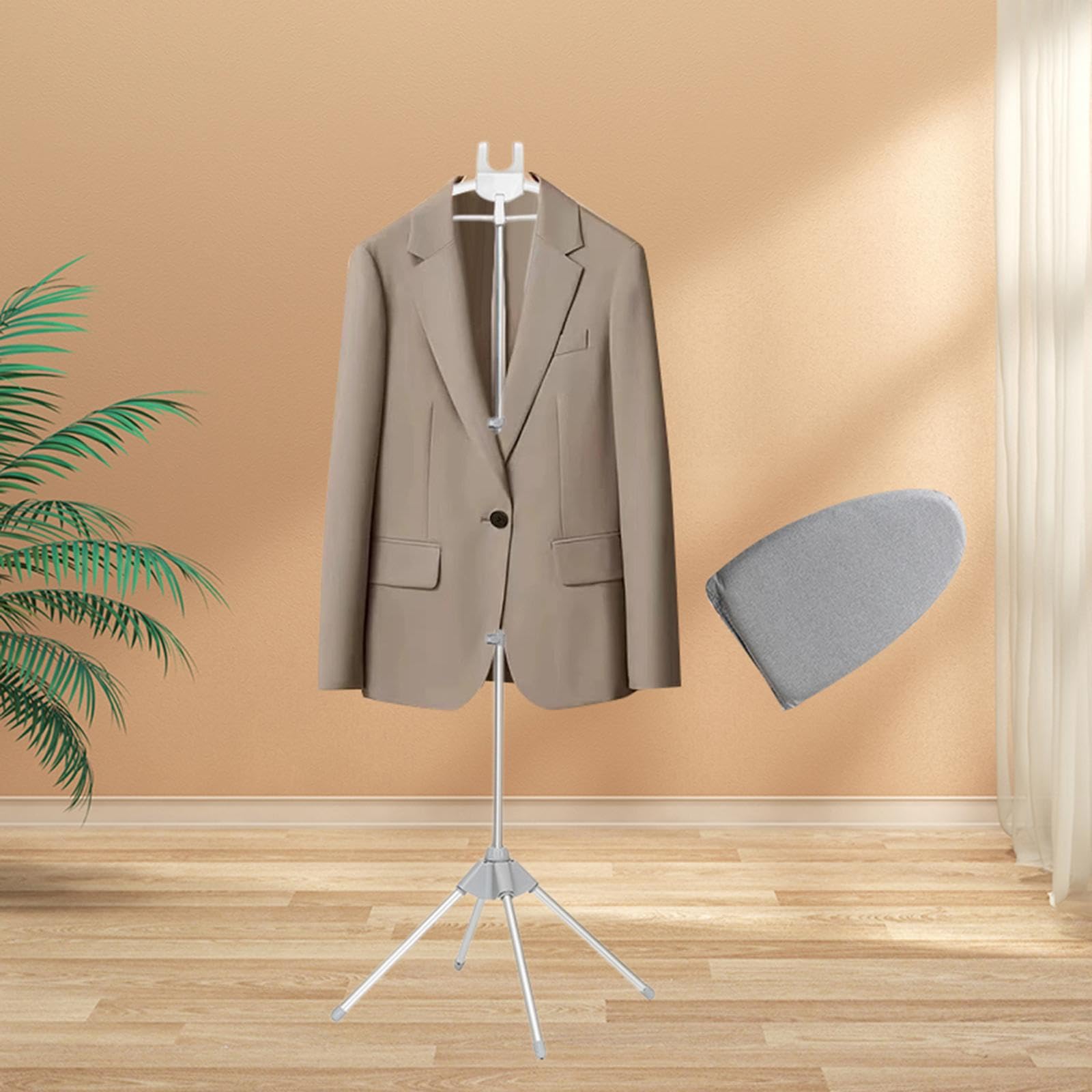 Gralara Percha de Ropa para Planchar a Soporte de Plancha de Poste de Retráctil 84-160 Cm Soporte de Máquina de Planchar Telescópico de Altu, Gris, Individual
