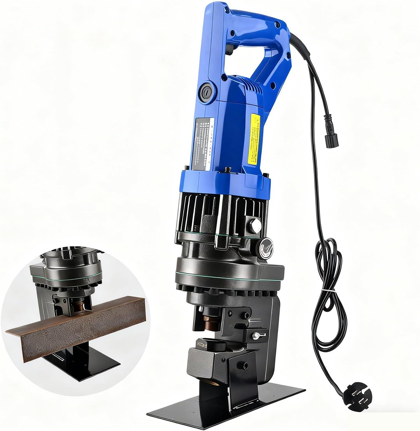 Angle Steel Punching Tool, Hydraulic Hole Puncher, Electric Punching Machine for Steel, Iron, Aluminum,Copper Plates, Channel Steel, Punches Angle Steel 4-6# and Channel Steel 10#, with 5 Dies