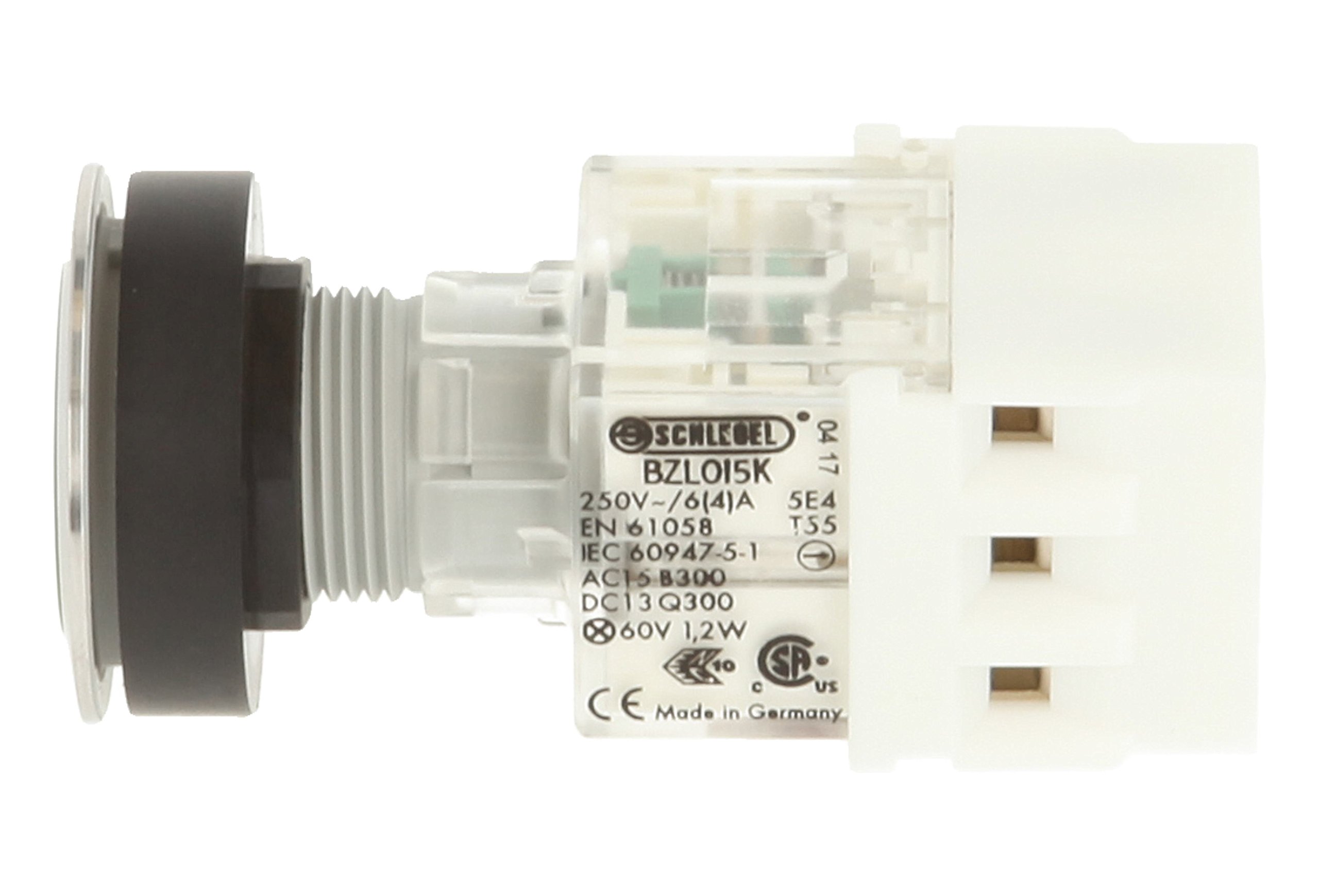 SeKi Interruttore A Pressione In Acciaio Inox 16 Mm - Testa Piatta Con Anello LED Verde - Bloccante - IP65 Antivandalismo