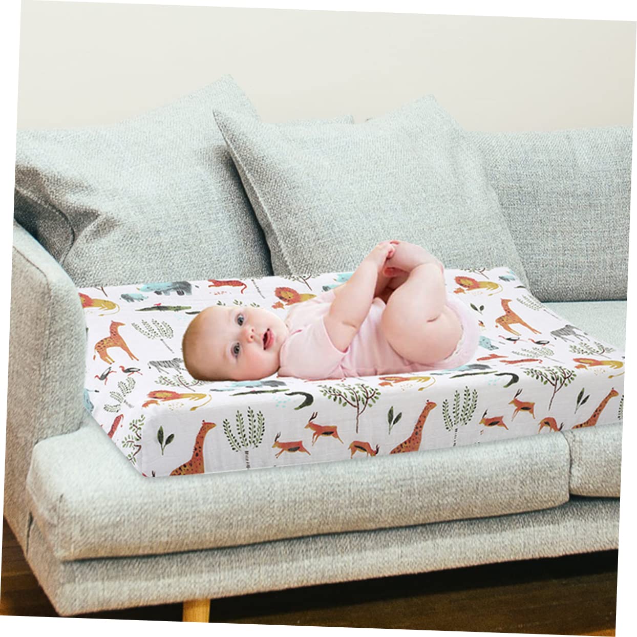 Toyvian 5piezas Funda De Colchón Cambiador De Cubierta De Cambiador De Orgánico Diseño De Animales del Bosque Lavable y Reutilizable para Cuidado Infantil