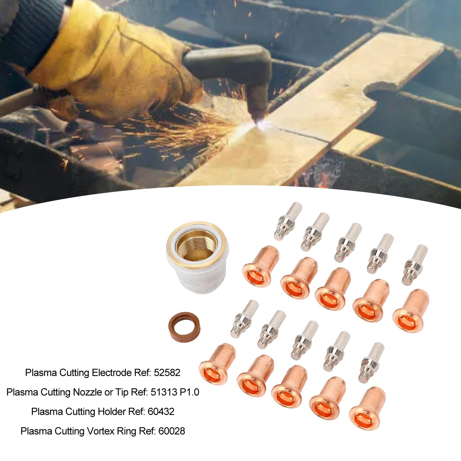 Kit 23 Piezas Consumibles Cortador Plasma IPT-60 PT-60 PT-40 Boquillas Electrodos Tapas Protección Accesorios Antorcha Soldadura