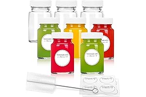 8-Piece Premium Juice Shot Glasses with Lids and Labels