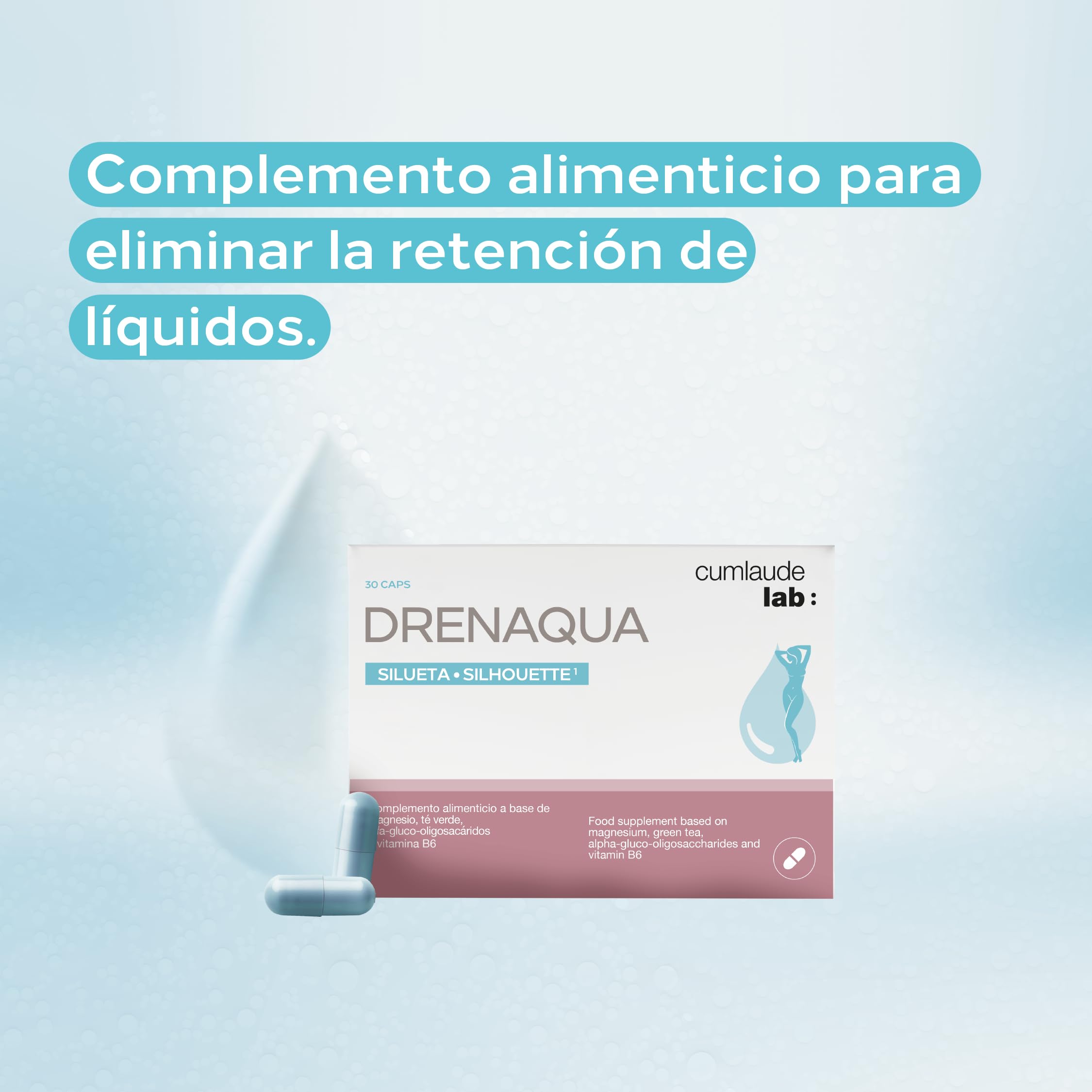 Cumlaude Lab - Pack Drenaqua Complemento Alimenticio Diurético, Retención Líquidos, con Té Verde, Prebióticos, Magnesio y Vitamina B6