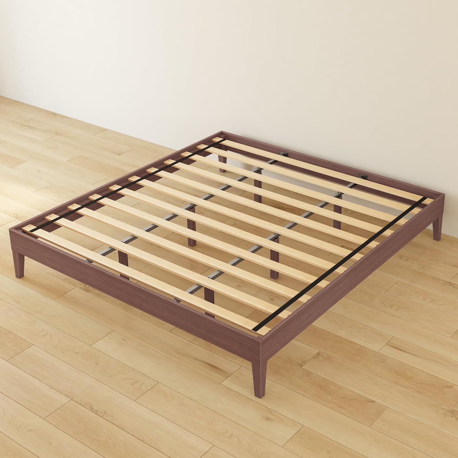 Grain & Grove Bear Platform Bed (King), Oak Embossed Dark Brown