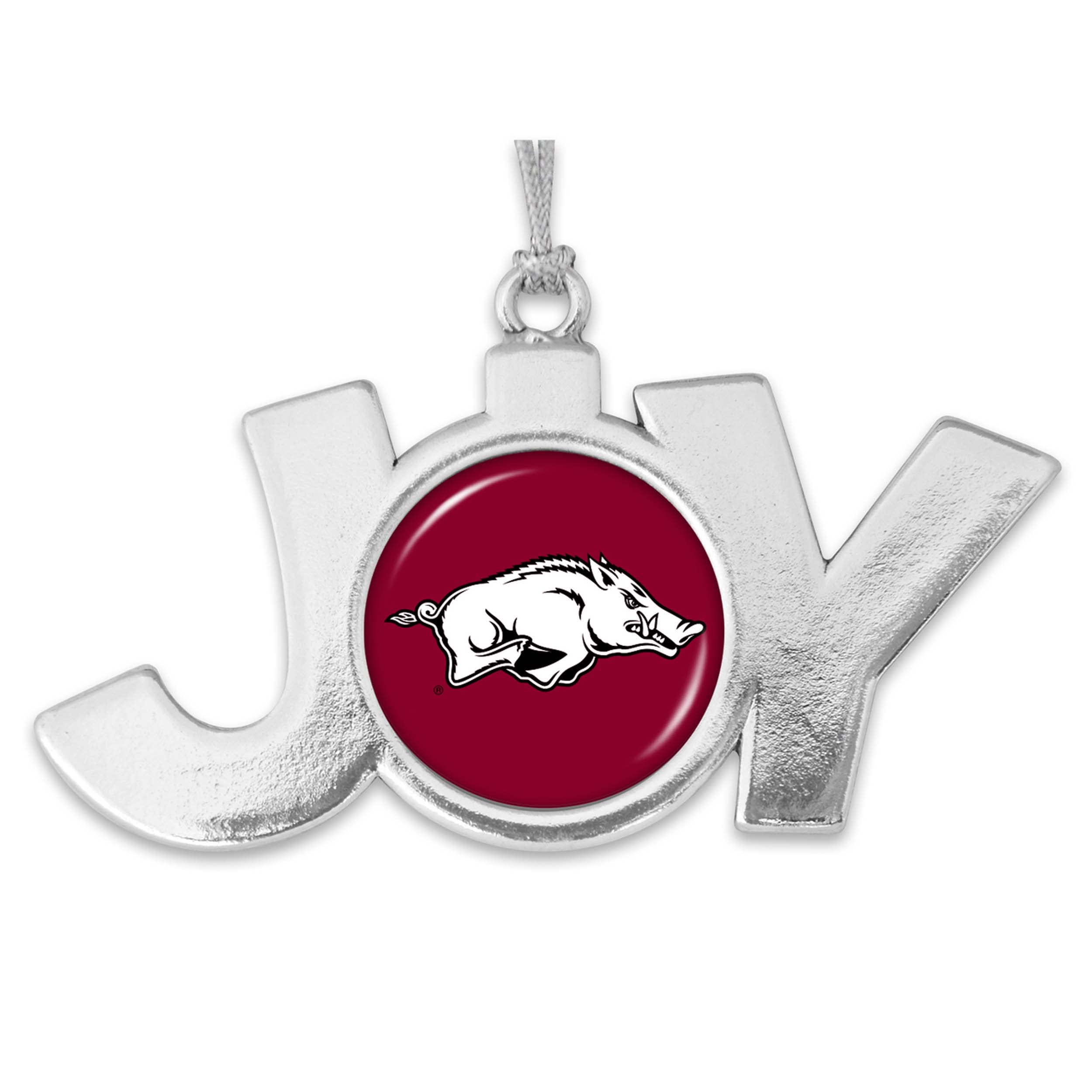From the Heart Enterprises Arkansas Joy with Team Logo Silver Metal Christmas Ornament Gift Tree Decoration