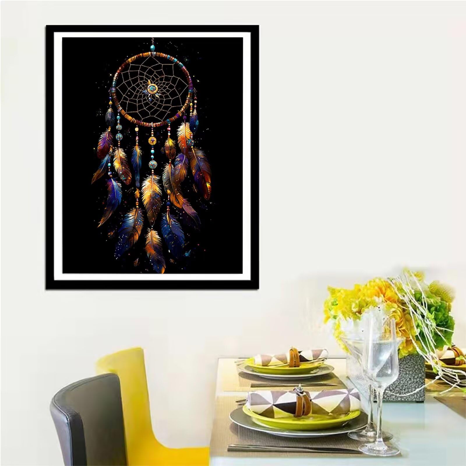 Malarstwo diamentowe, łapacz snów 5D, obraz do malowania diamentami, abstrakcja, 90 x 120 cm, okrągły obraz dla dorosłych początkujących, z akcesoriami, "zrób to sam", mozaika, zestaw do