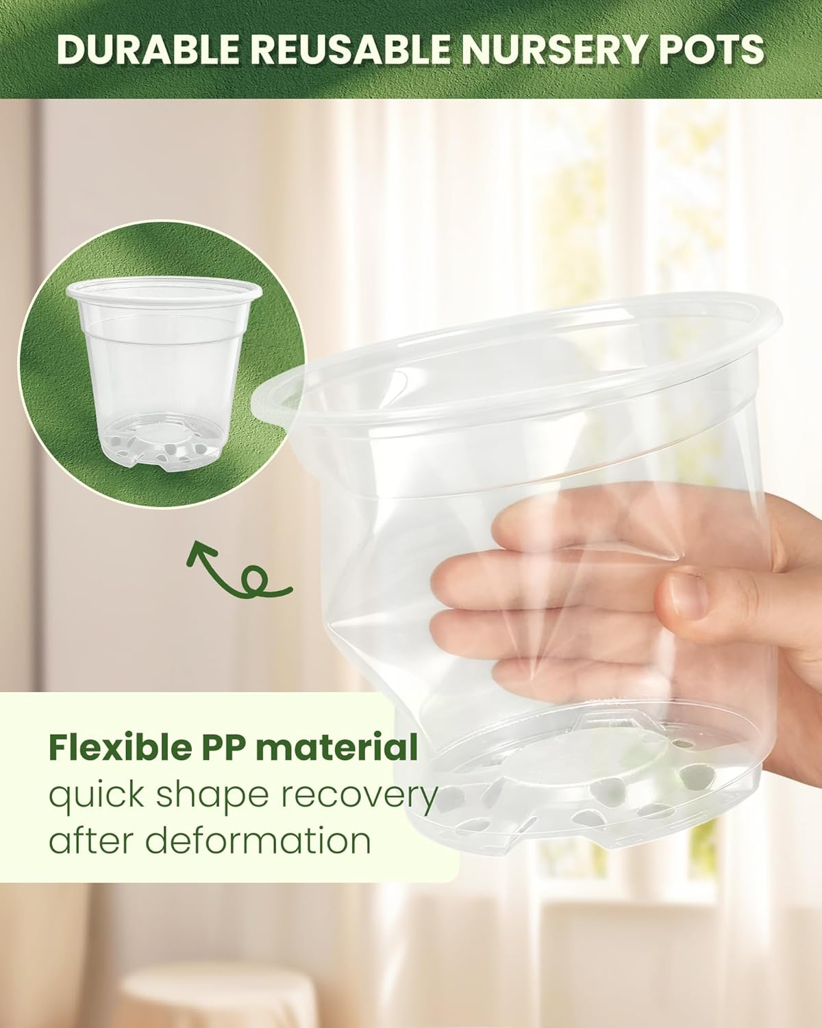 24 Packs Clear Nursery Pots for Plants with Saucers, 7/6/5/4 Inch Plastic Flower Pots with Drainage Hole, Variety Pack Seedlings Plant Pot with 24 Plant Labels
