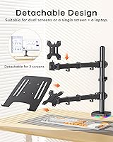 Vista 6 de Soporte de montaje para monitor RGB y portátil con 3 puertos USB, carga y transferencia de datos USB, soporte ajustable para laptop de 13 a 32