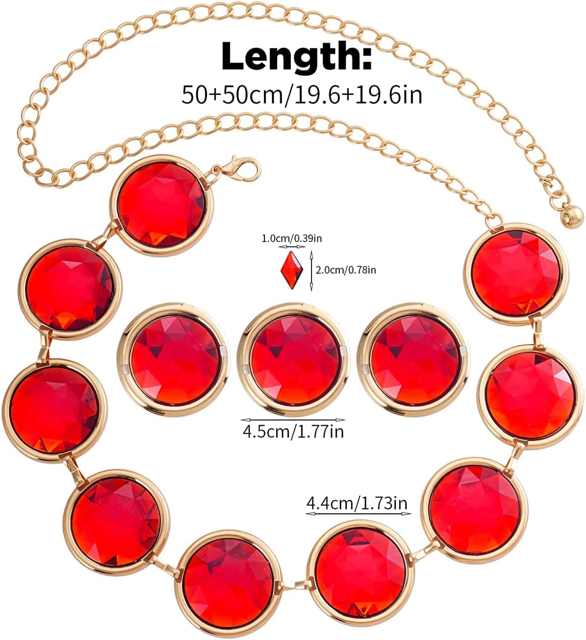 5Pcs Halloween Cosplay Waist Belt for Women, Acrylic Gems Rhinestone Belts with Adjustable Chain - Image 5