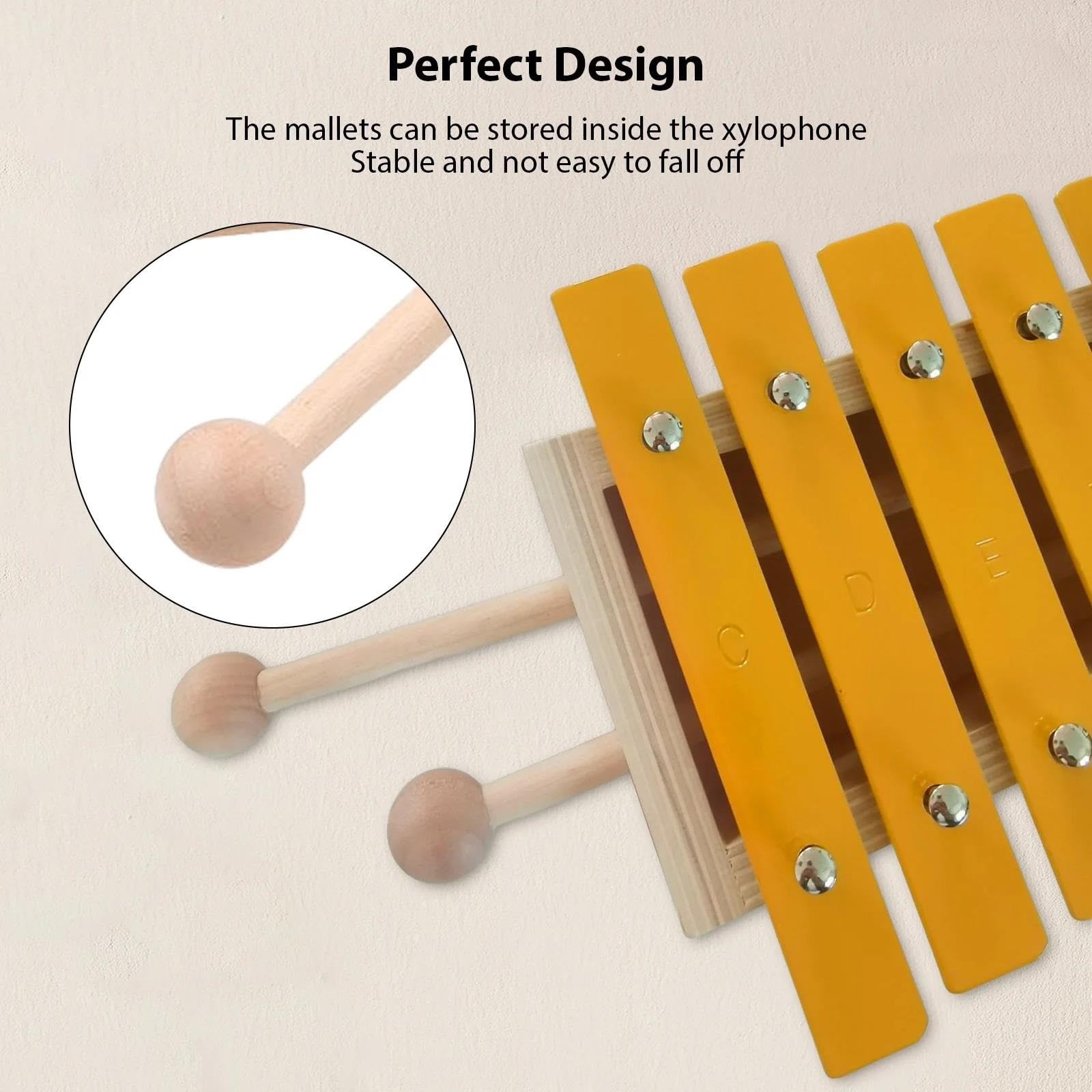 13 Note Classico Colore Legno Xilofono Tasti Metallici Ritmo A Percussione Strumento Musicale Portatile Con 2 Mazze