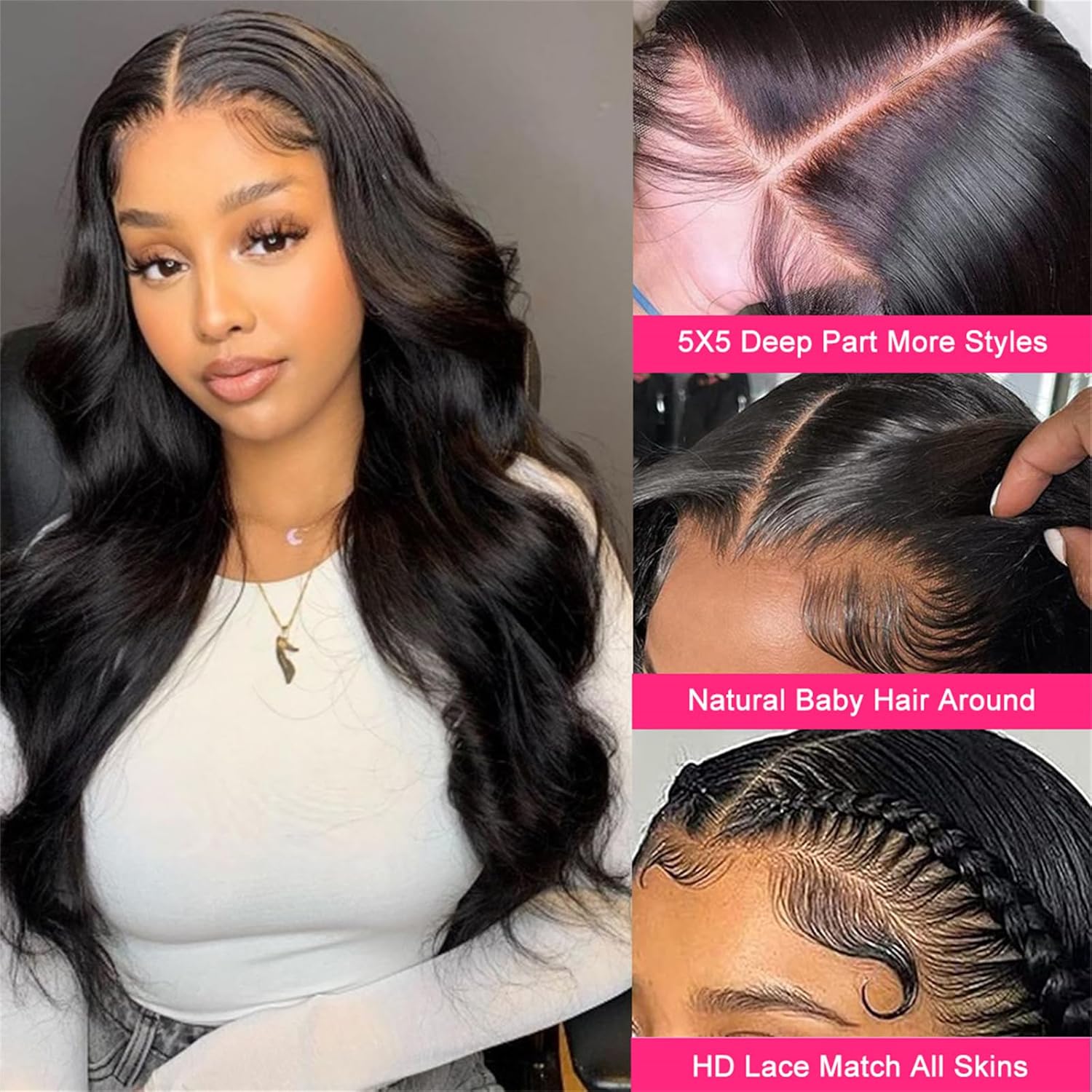 Wear and Go Glueless Wig for Beginners 5x5 Hd Lace Closure Wigs Human Hair Glueless Wigs Human Hair Pre Plucked Pre Cut Body Wave Lace Front Wigs Human Hair Frontal Wigs Human Hair Bleched Knots