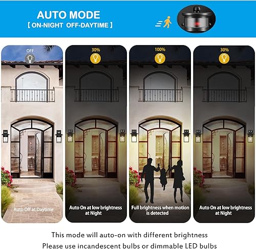 Miniatura 3 de Luces exteriores con sensor de movimiento para montaje en pared, lámpara exterior de anochecer a amanecer, aluminio impermeable antioxidante, luz