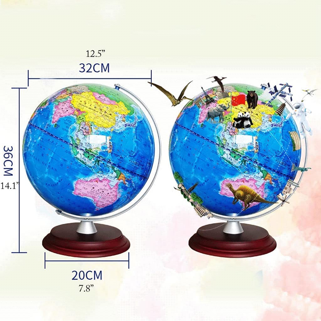 Globi Geografici Mappa dell'educazione della Terra del Mondo retrò Classico Elegante con Una cremagliera di Legno Gelast del Mondo dell'Oceano Blu 12,5" Home Decor