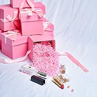 Vista 4 de Cajas de regalo rosas de 6 x 6 x 6 pulgadas con tapas, 12 hermosas cajas cuadradas con cinta, perfectas para bodas, Navidad, cumpleaños, día de San