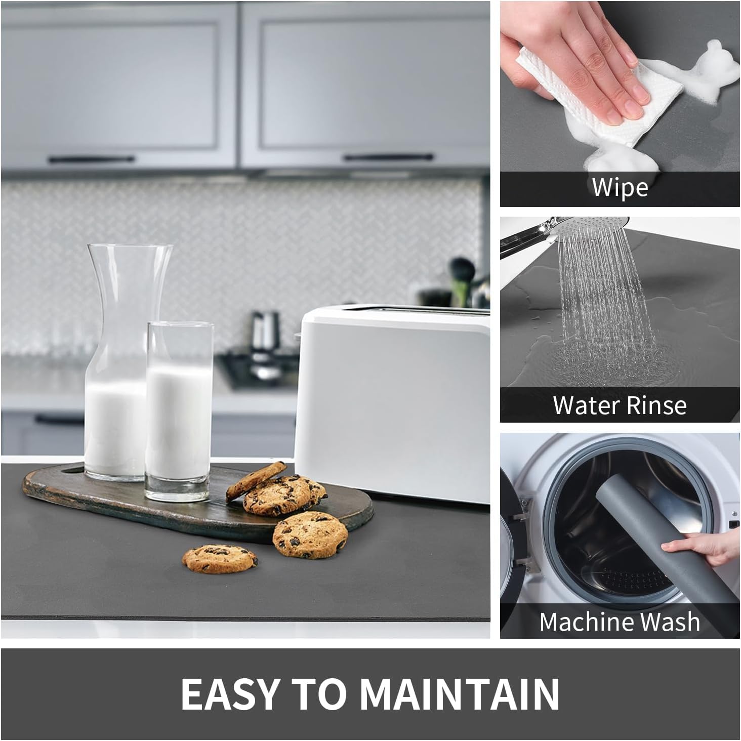 COOFANDY Dish Drying Mat - Absorbent & Non-Slip -8