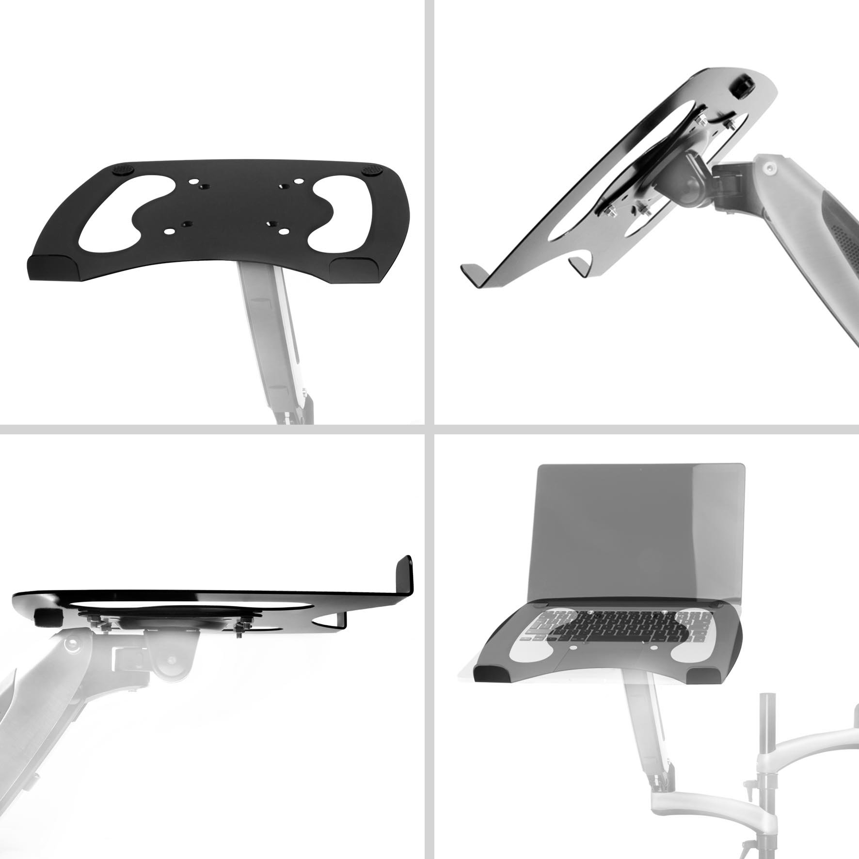 Duronic Laptop Mount Stand DML2, Desk Mount Support Tray for Laptop, Tablet or MacBook, VESA 75/100, 8kg Capacity, Compatible with DM15 DM25 DM45 DM55 DM65 DMUSB DMDC DMG
