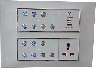 Smarteefi WiFi Smart Switch board| 7 Smart Switches+ 2 Smart Fan Regulator +1 smart Plug+ 18w Dual Charger (USB-C + USB-... Price In India