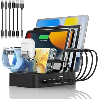 PD Charging Station USB C for Multiple Devices Fast PD Charger 100 W 6 Port with 4 x 20 W USB C Charging Port Black
