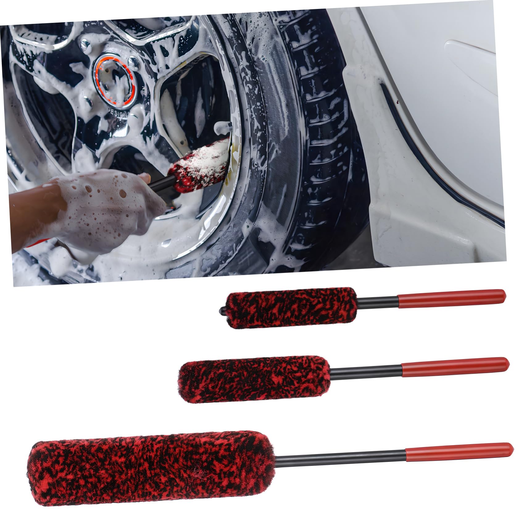 Luxshiny 3stücke Auto Felgenreinigungsset Mit Bürsten Für Radnaben Und Reifen Detailsbürste Mit Biegsamem Kopf Zur Entfernung Von Bremsbelägen Und Schmutz Ohne Lack Zu Kratzen