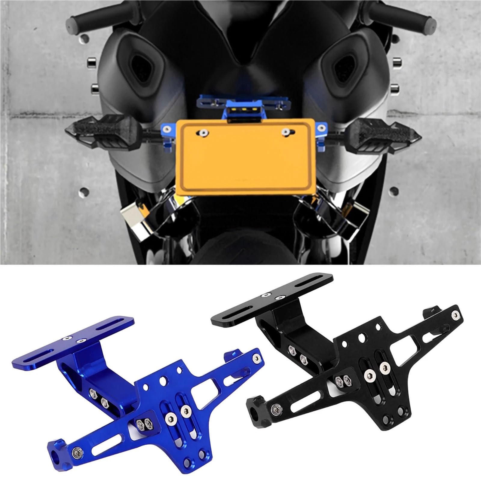 Support De Plaque D'immatriculation Réglable, Télescopique, en Alliage, avec Éclairage LED, Convient pour Moto Support Plaque immatriculatio