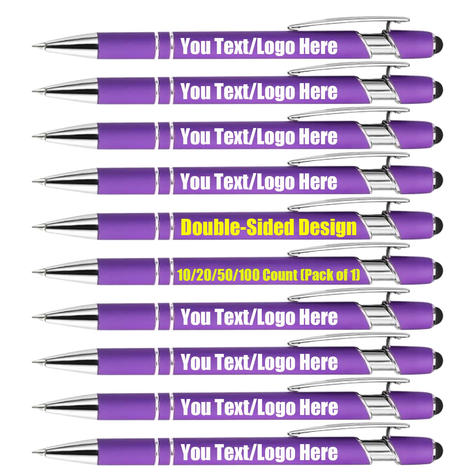 Up to 100 Pcs Personalised Pens Bulk handwriting pens stylus pens for touch screens - ballpoint pens black ink personalised gifts for Birthday, Anniversary, Or Office Use (Purple, 20PCS)
