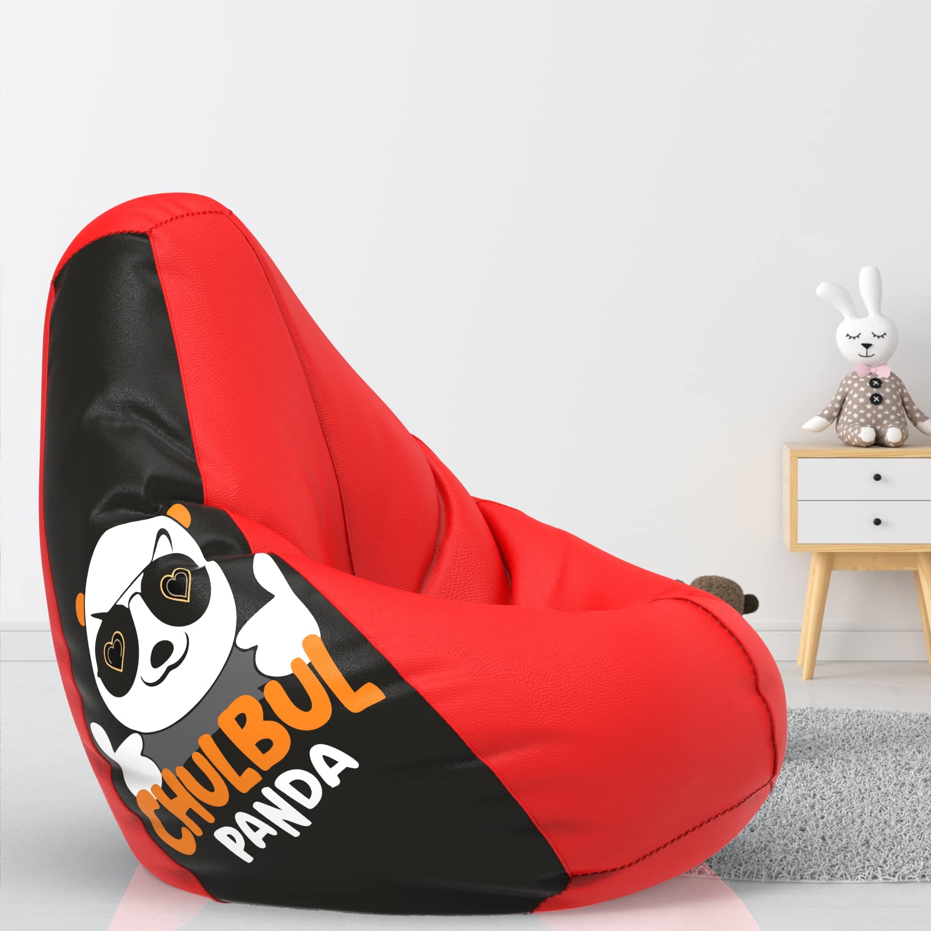 Bean Bag with Beans Filled XXXXL-for Adults-Printed- Max User Height : 5.5 Ft.-Weight : 80 Kgs-Filled Bean Bags (Design : Chulbul Panda-Red Black)-image-4