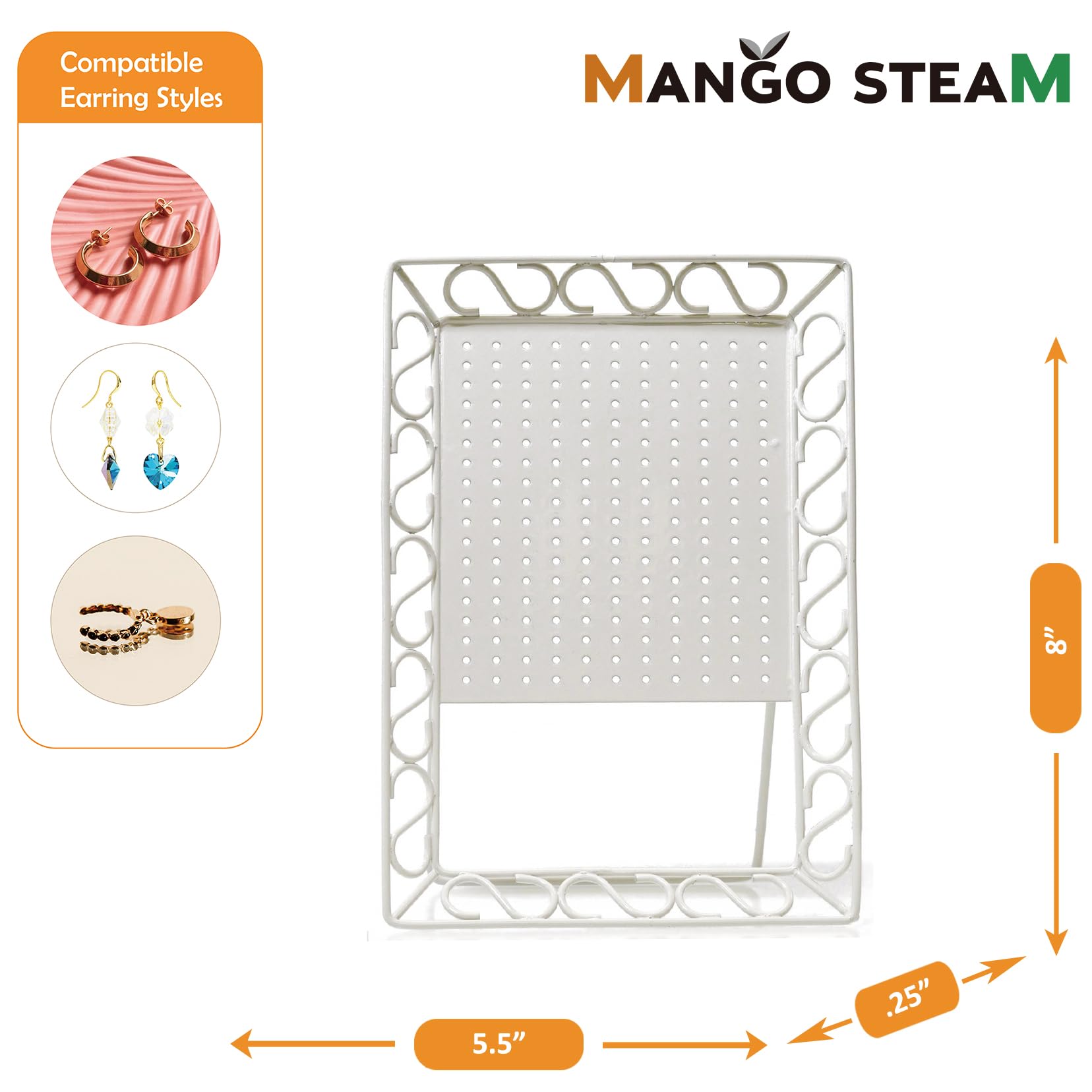 Mango Steam Tabletop Mini Metal Stud Earring Jewelry Organizer, Display Stand