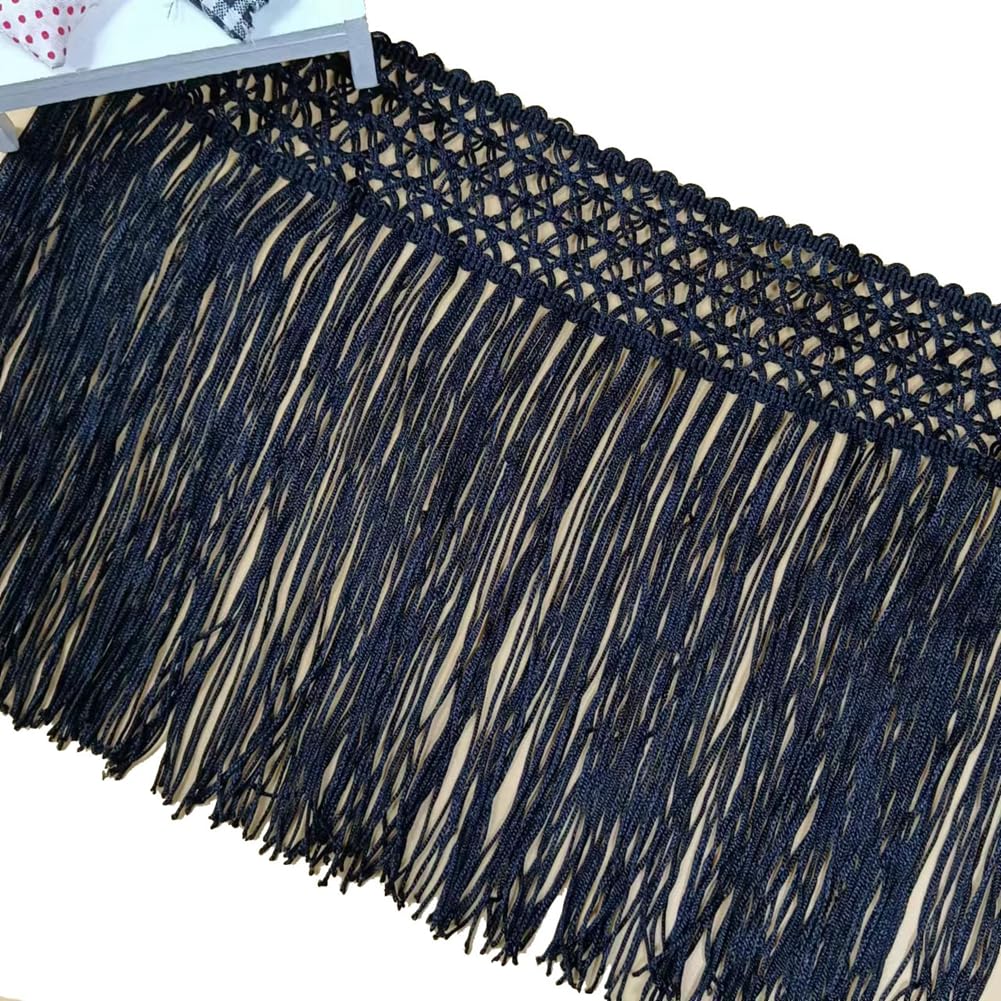 Cenefa de flecos de color negro para decorar trajes de baile y vestidos