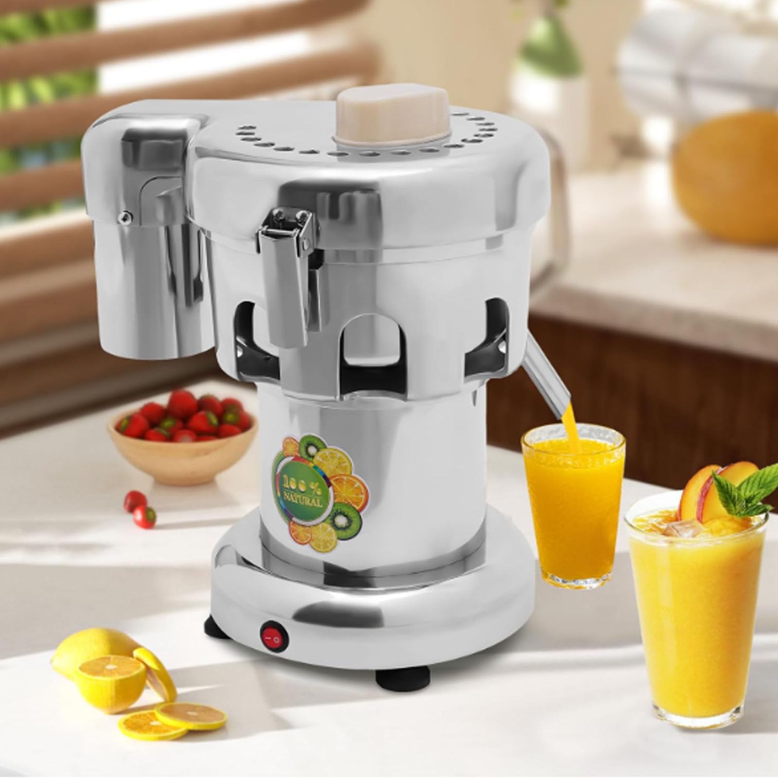 Exprimidor comercial de cítricos 370W, exprimidor eléctrico de cítricos, exprimidor de frutas y verduras, exprimidor de gran potencia, separación automática de zumo y residuos