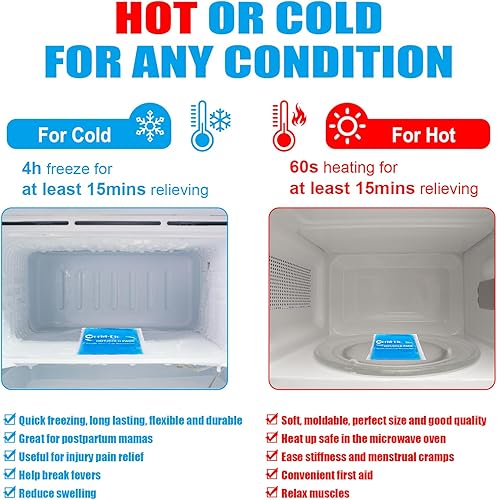 Miniatura 5 de Paquetes de hielo de gel reutilizables (paquete de 4)  Paquete frío caliente para lesiones, alivio del dolor, migrañas, compresa fría de gel para