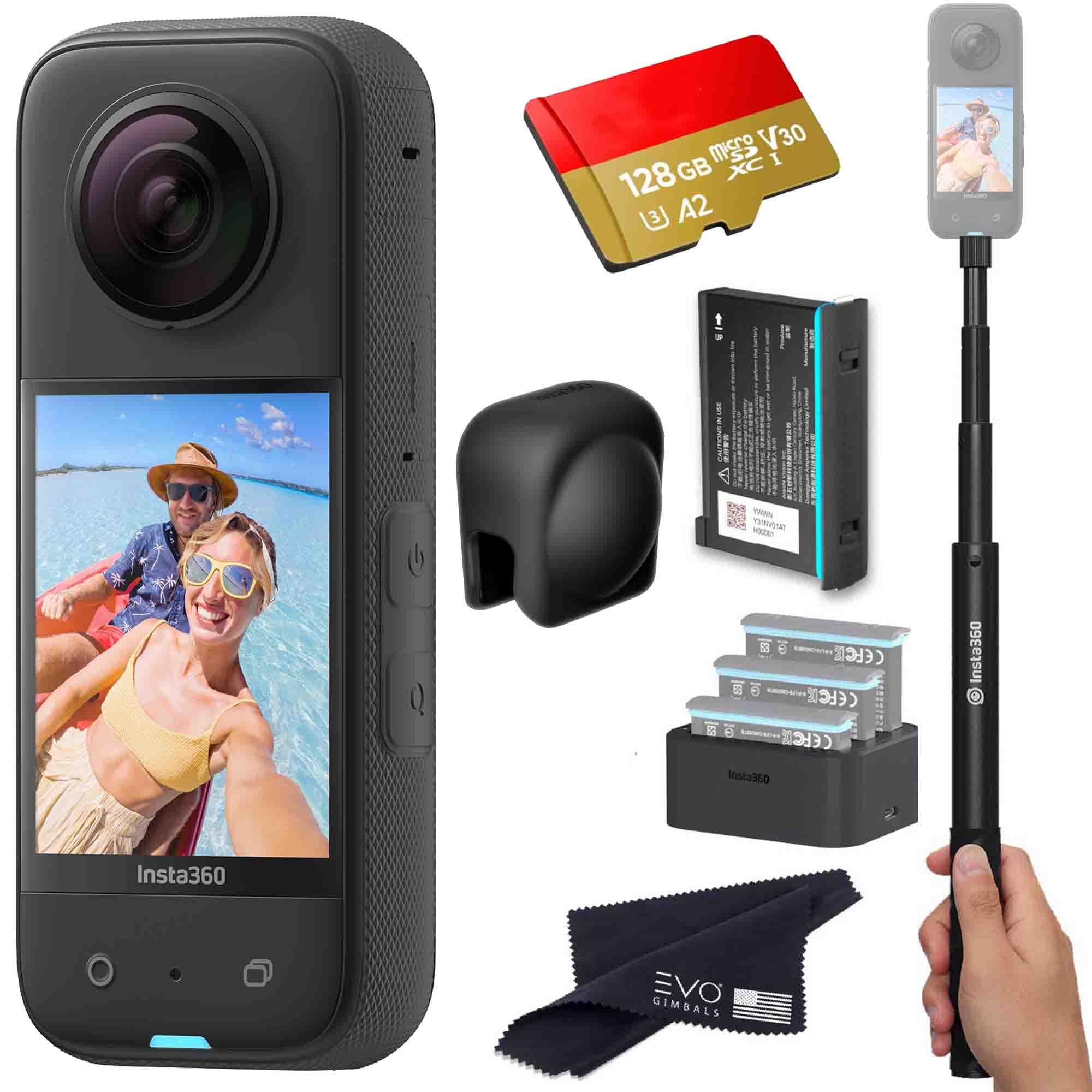 insta360 X3 - 360 Waterproof Action Camera Bundle Includes Extra Battery, Charger, Invisible Selfie Stick, Lens Cap and 128GB Memory Card-image-48