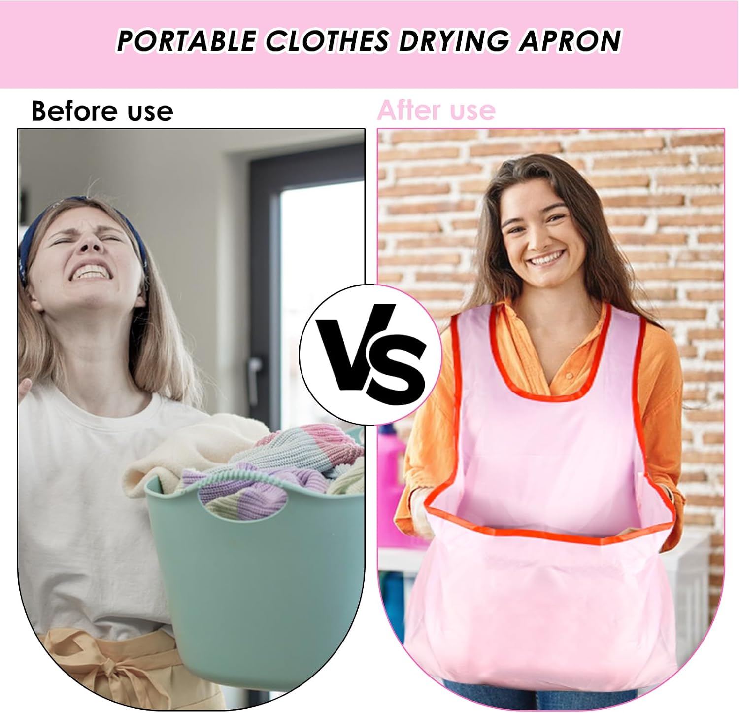 FSWWSF Laundry Apron en Tissu Oxford - Tablier Multifonctionnel avec Grand Sac pour Séchage et Protection - Description
