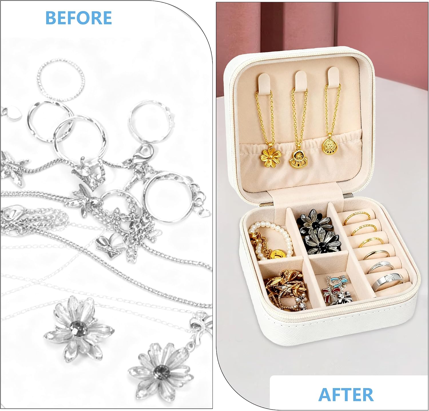8 Pcs Bridesmaid Proposal Jewelry Gifts Boxes, Mini Travel Jewelry Case Poratble Earring Organizer for Women Bridesmaids Wedding Gifts image 4