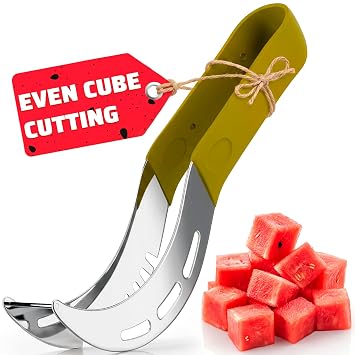 Stainless Steel Watermelon Slicer Cutter Tool Easy Grip Water Melon Cutter Slicer for Cantaloupe, Honeydew & Papaya | Cheesecake, Fruit Mess-Free Prep for Parties, BBQs & Summer Snacks
