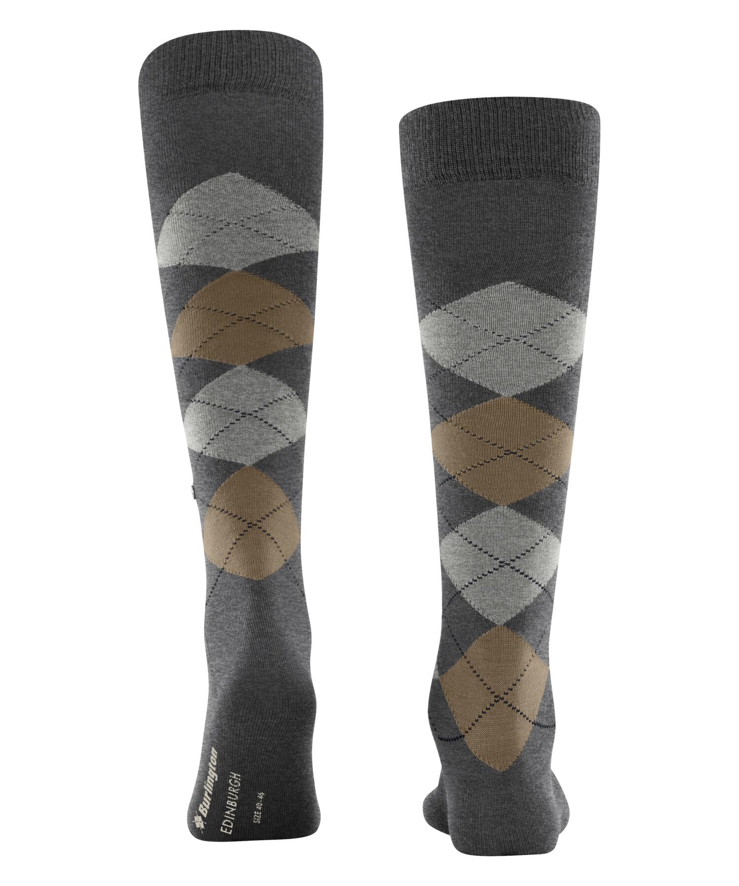 Burlington Mężczyźni Podkolanówki Edinburgh M Kh Wełna długie z wzorem 1 Para, Szary Dark Grey 3070, 40-46