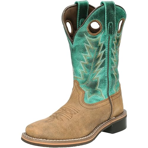 Smoky Mountain Boots Kids' Jesse Western Boot, Little Kid, Brown Distress/Turquoise, Medium, Size 10 US