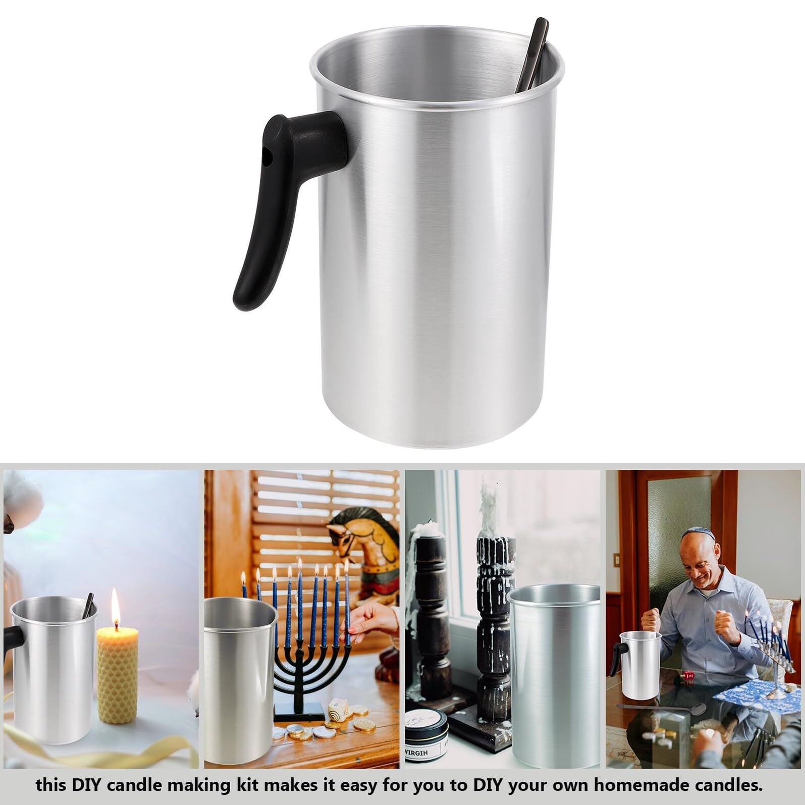 Veemoon Kit la Fabbricazione di Candele Tazza in Metallo da 3l Resistente al Calore Strumento per Candele Fai da Te Adatto a Hobbisti e Artigiani Forniture per Creare e Saponi Fatto a Mano